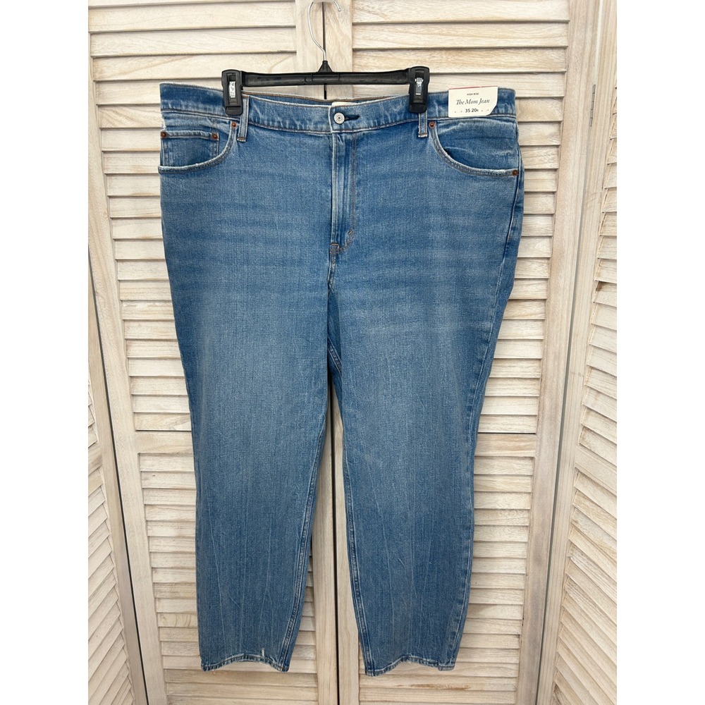 NEW Abercrombie & Fitch The Mom Jean 20R Light Blue Straight Leg High Rise Denim